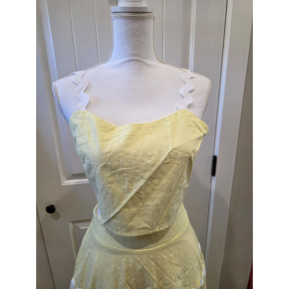 NWT Butter Yellow Two Piece Set Tank Top & Midi Skirt Size L Cottage Core Girly - Picture 7 of 12